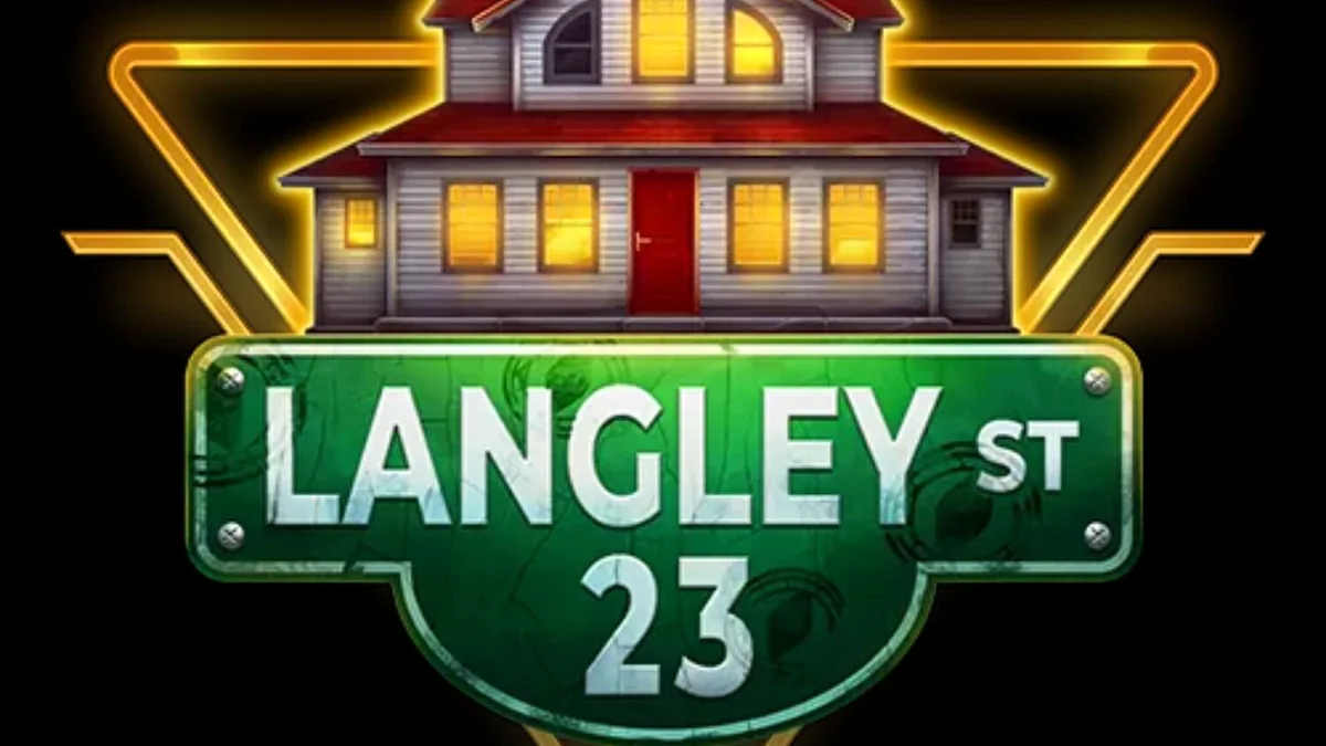 Tampilan visual slot Langley Street 23 dengan tema konspirasi noir