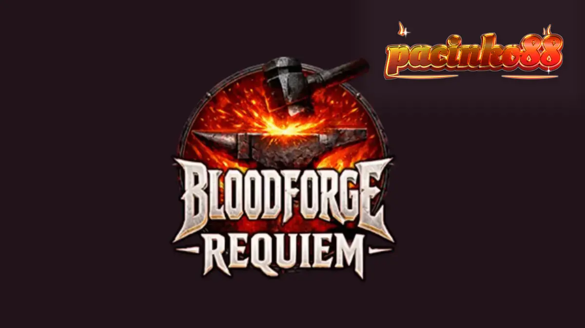 Tampilan visual slot Bloodforge Requiem dengan tema forge dan api